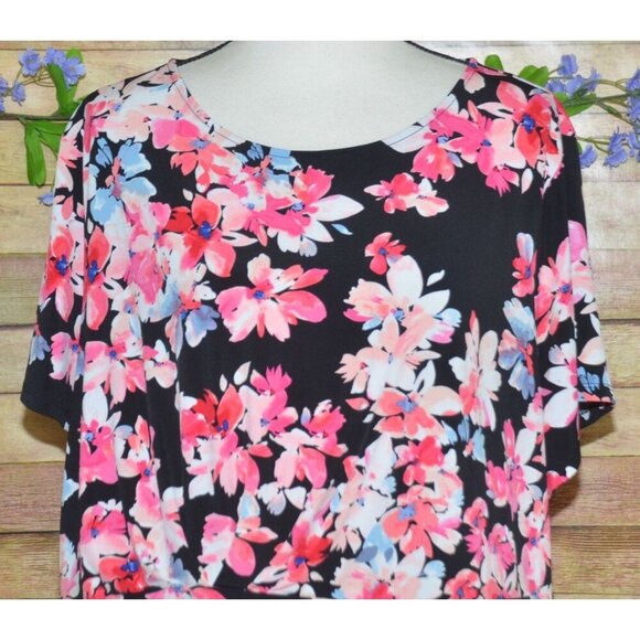 Liz Claiborne Career Women's Pink Floral Short Sleeve Blouse Top Plus Size 3X Fa - Picture 2 of 9